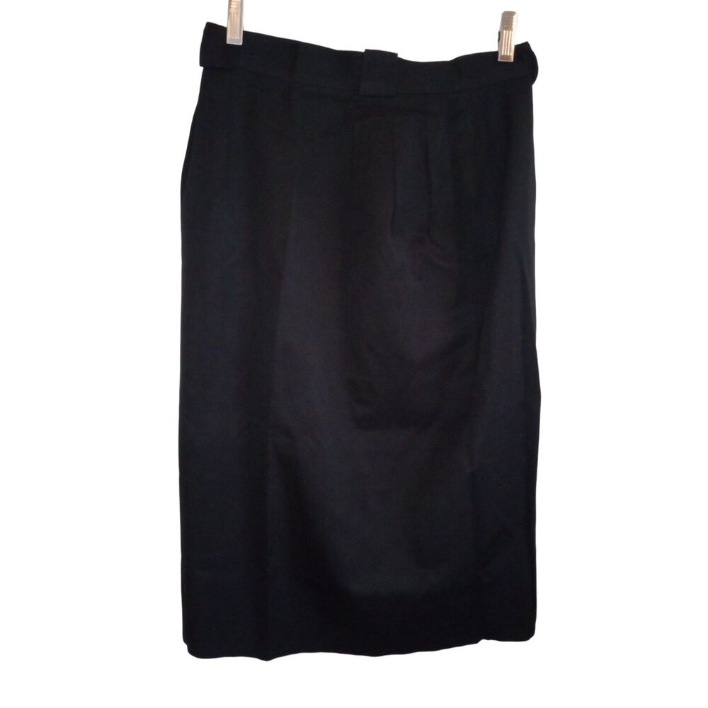 Vtg Paul Stanley Black Wool Pencil Skirt 100% Pure Wool Size 8 High Waisted Midi